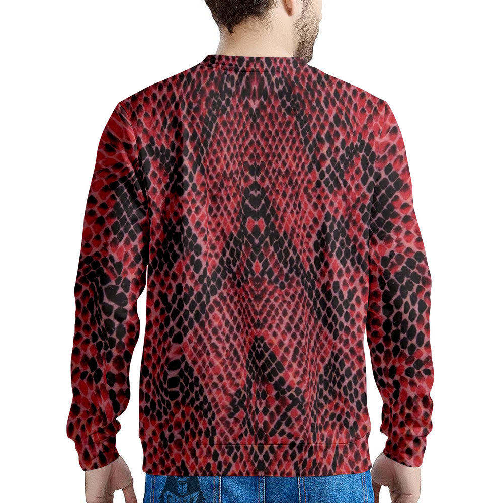 Snakeskin Python Red Print Men's Sweatshirt-grizzshop