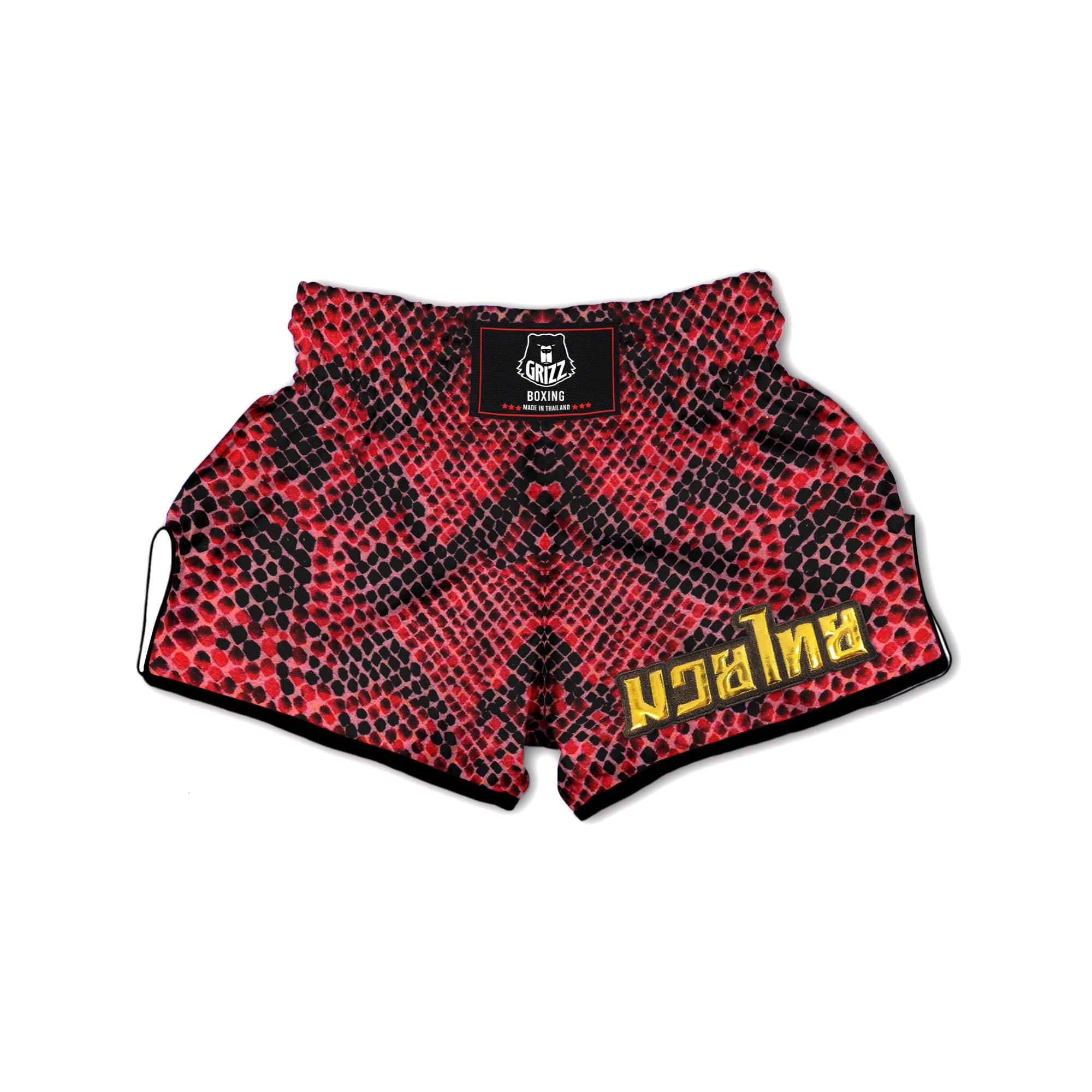 Snakeskin Python Red Print Muay Thai Boxing Shorts-grizzshop