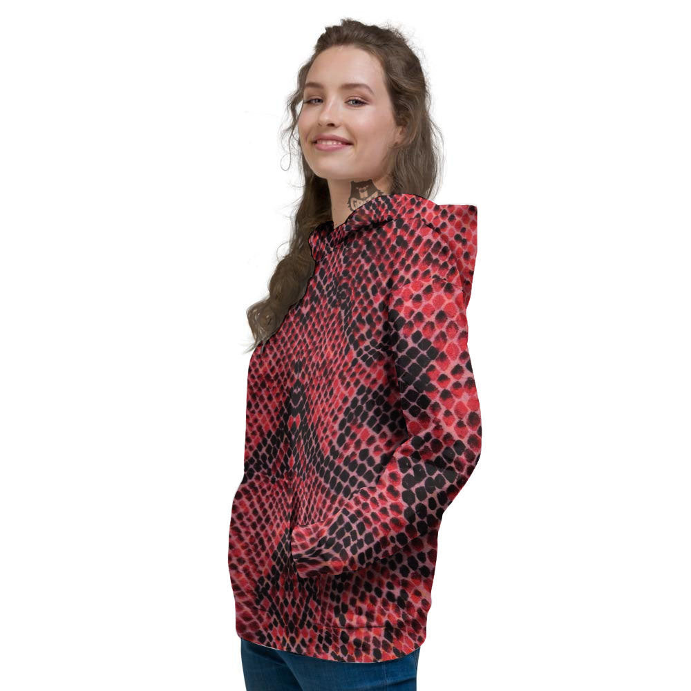 Snakeskin Python Red Print Women's Hoodie-grizzshop