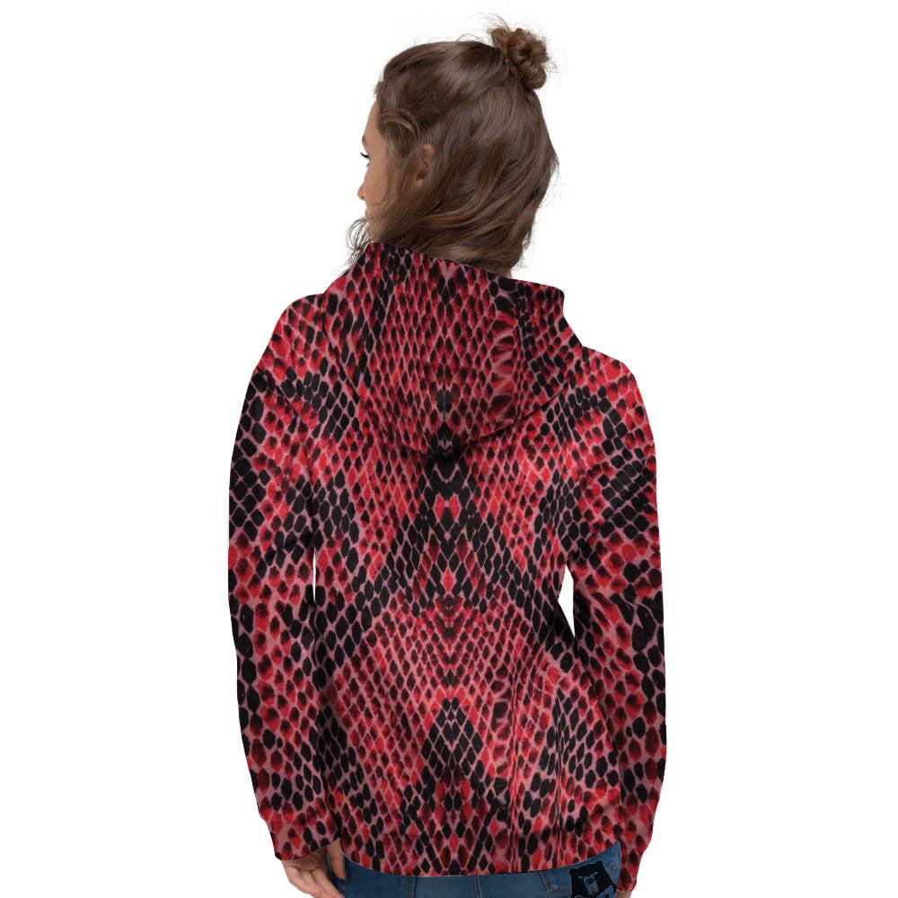 Snakeskin Python Red Print Women's Hoodie-grizzshop