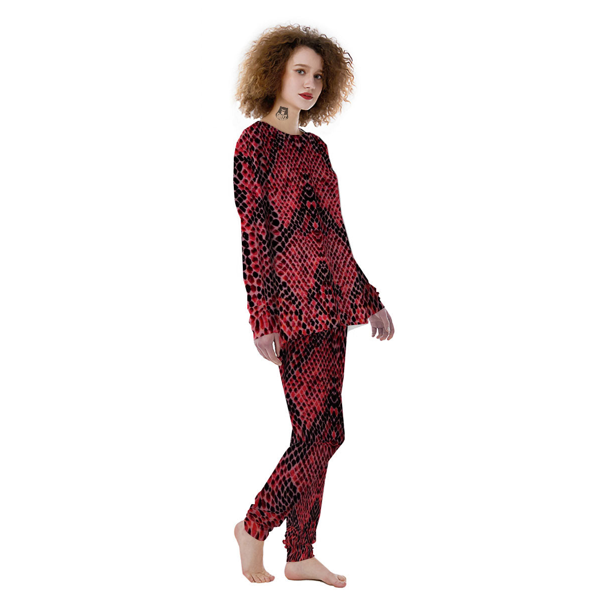 Snakeskin Python Red Print Women's Pajamas-grizzshop
