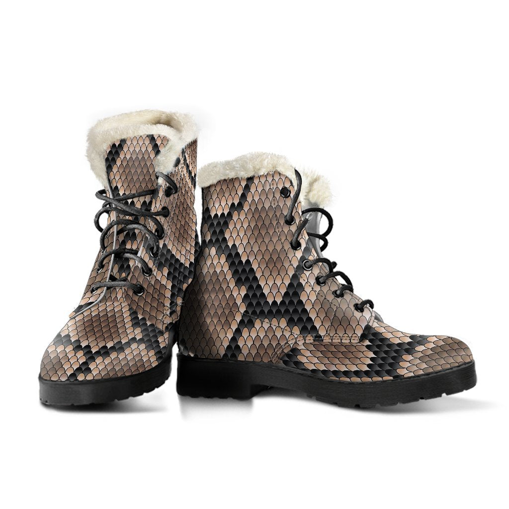 Snakeskin Python Skin Pattern Print Comfy Winter Boots-grizzshop