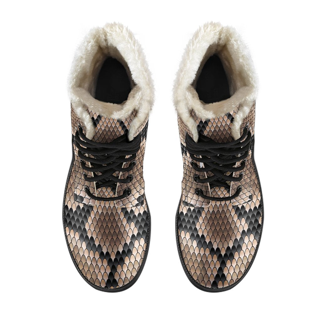 Snakeskin Python Skin Pattern Print Comfy Winter Boots-grizzshop