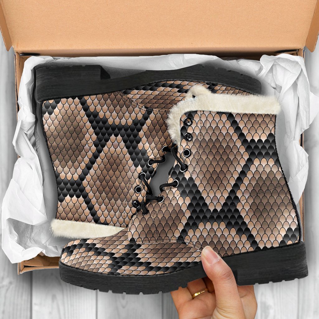Snakeskin Python Skin Pattern Print Comfy Winter Boots-grizzshop