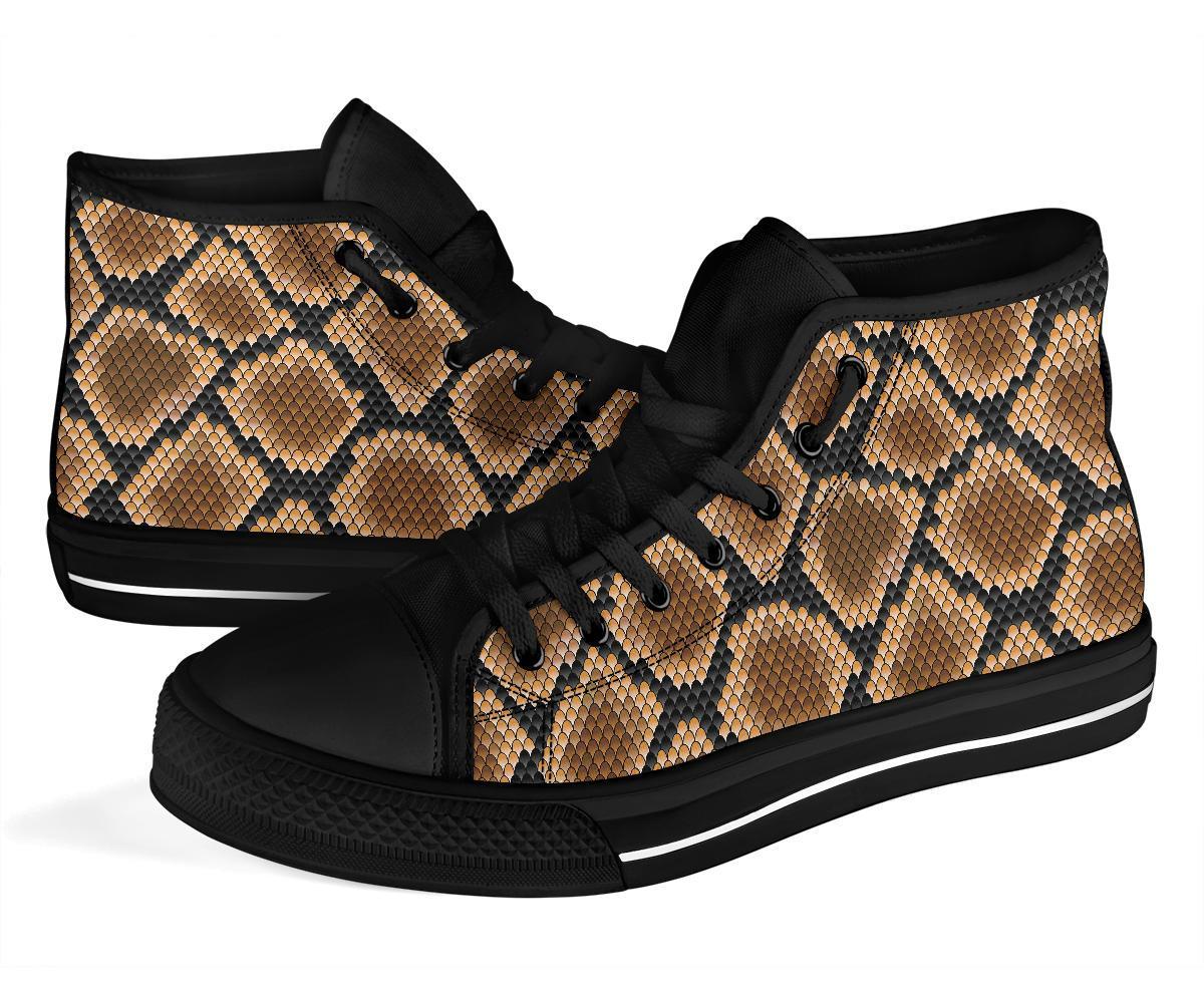 Snakeskin Python Skin Pattern Print Men Women's High Top Shoes-grizzshop