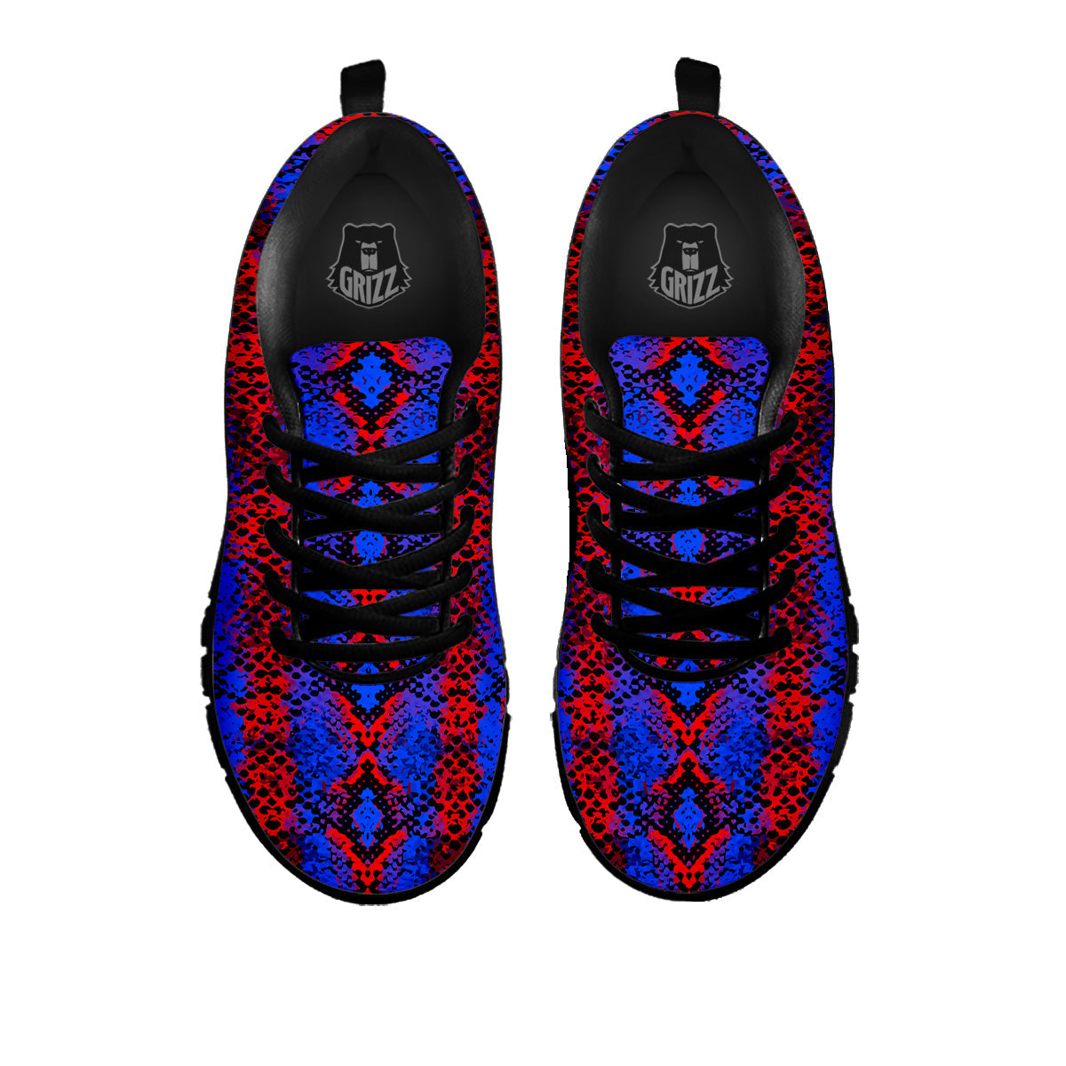 Snakeskin Red And Blue Print Black Sneaker-grizzshop