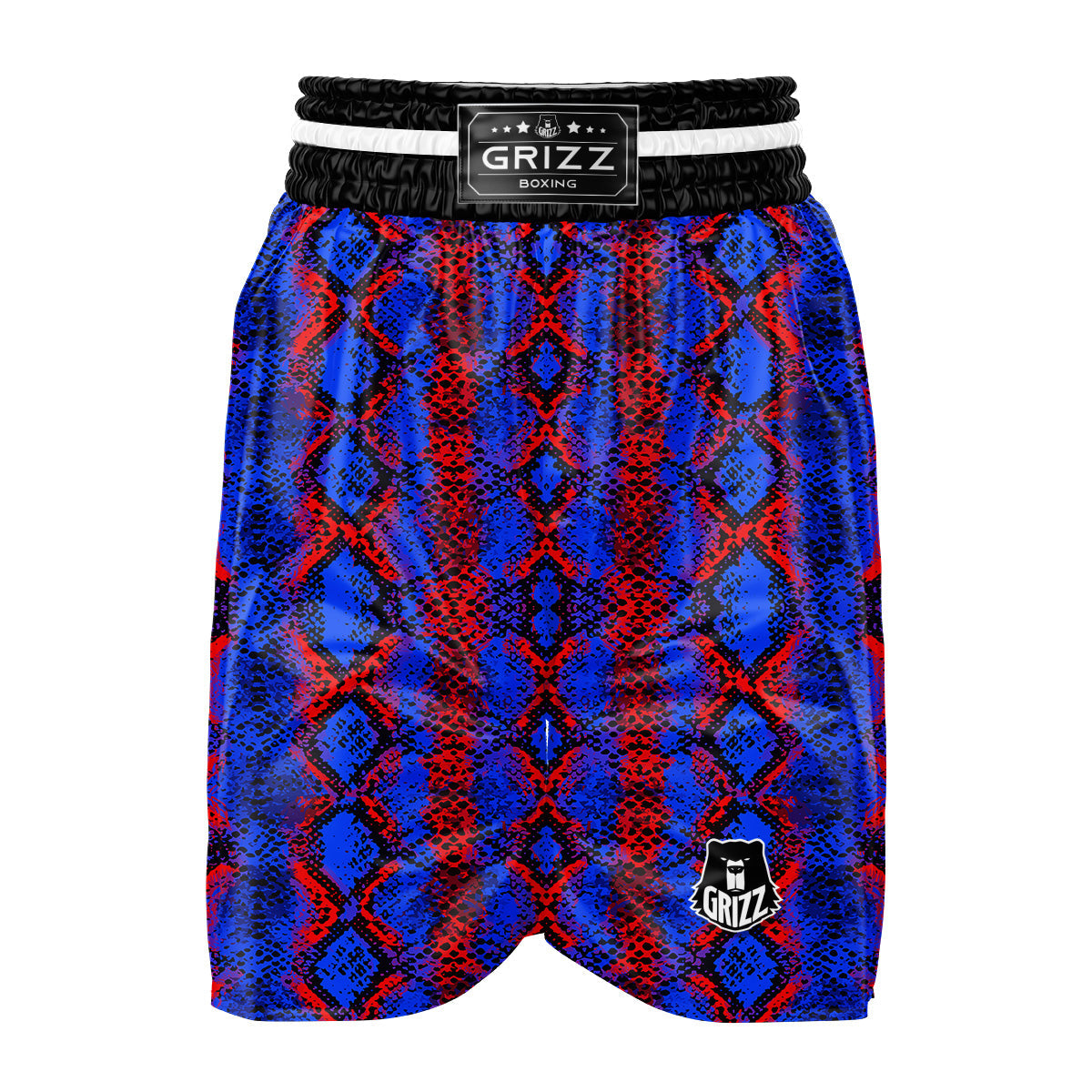 Snakeskin Red And Blue Print Boxing Shorts-grizzshop