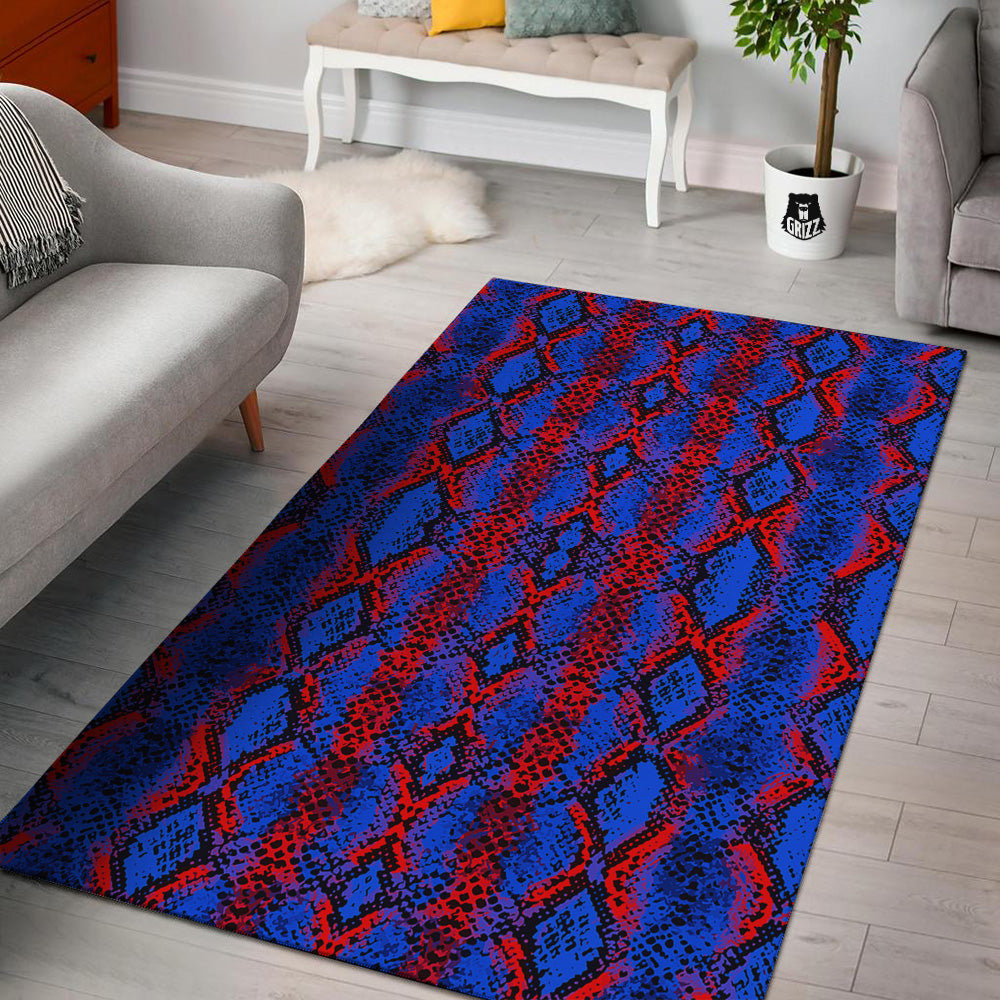 Snakeskin Red And Blue Print Floor Mat-grizzshop