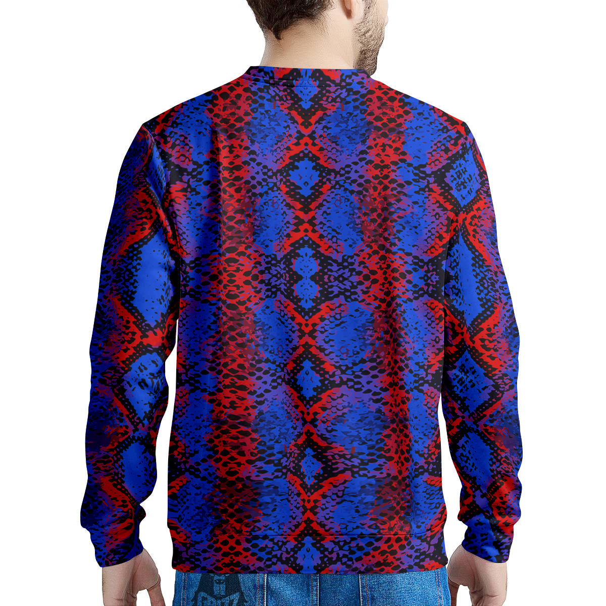 Snakeskin Red And Blue Print Men's Sweatshirt-grizzshop
