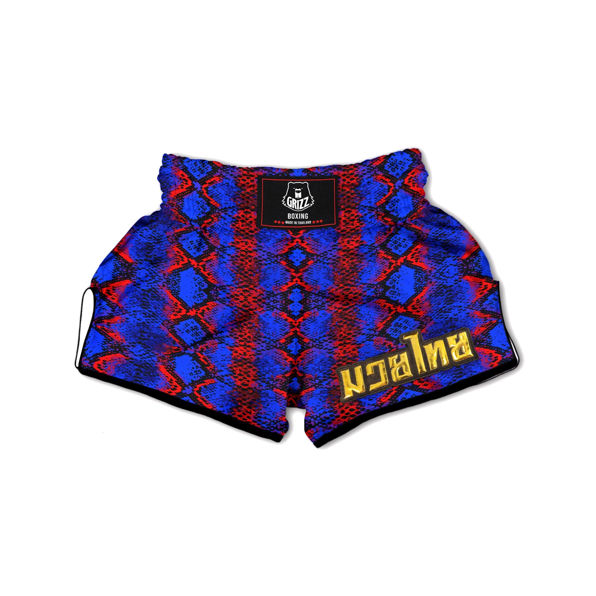 Snakeskin Red And Blue Print Muay Thai Boxing Shorts-grizzshop