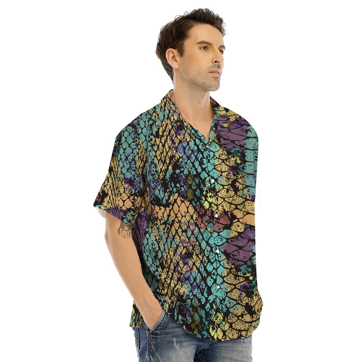 Snakeskin Reptile Men’s Hawaiian Shirt-grizzshop
