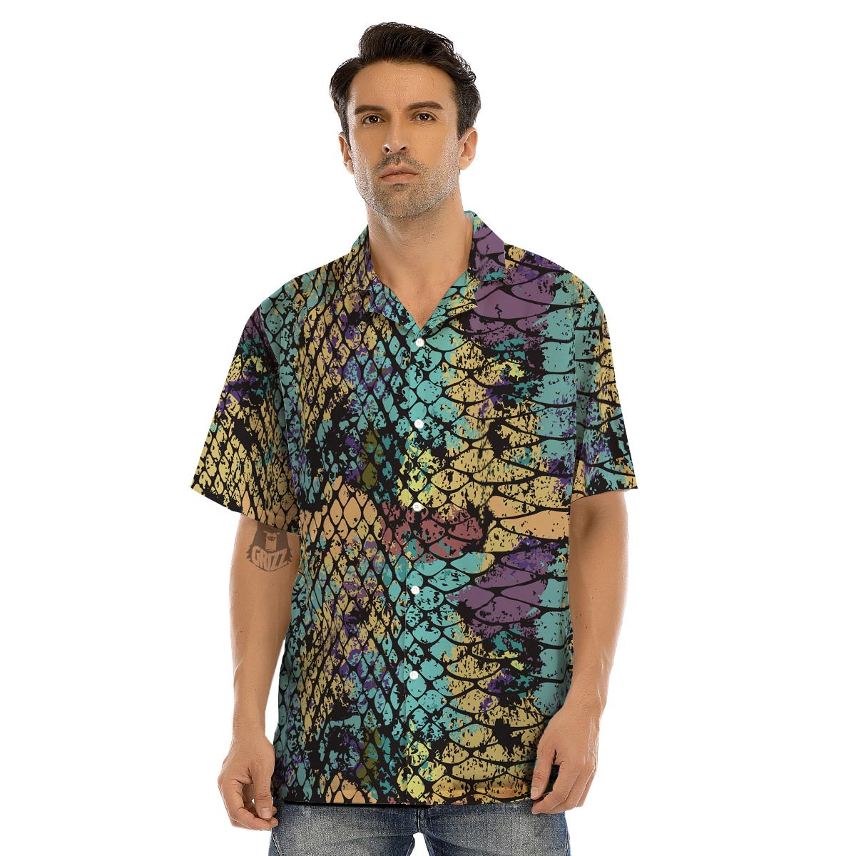 Snakeskin Reptile Men’s Hawaiian Shirt-grizzshop