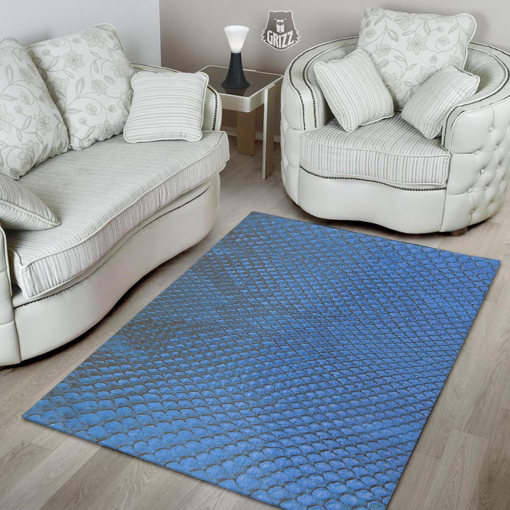 Snakeskin Steel Blue Print Floor Mat-grizzshop