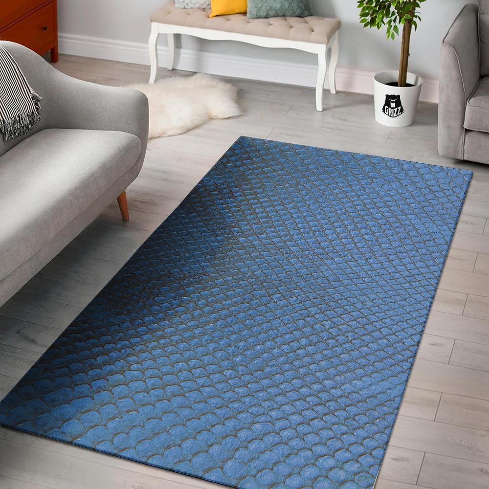 Snakeskin Steel Blue Print Floor Mat-grizzshop