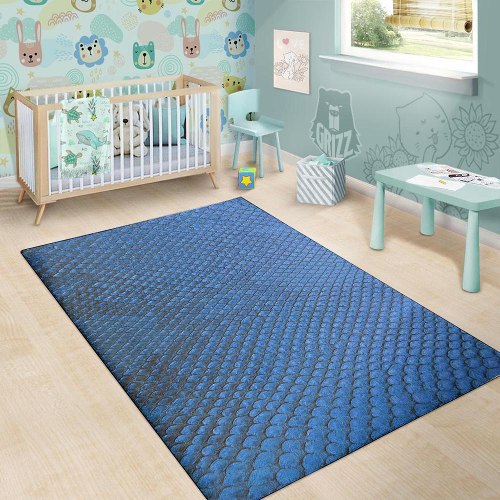Snakeskin Steel Blue Print Floor Mat-grizzshop