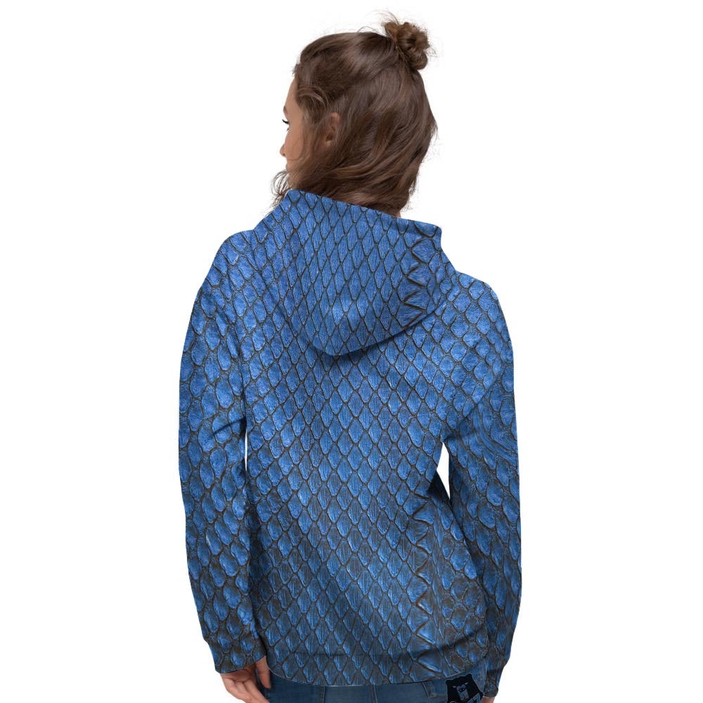 Snakeskin Steel Blue Print Women's Hoodie-grizzshop