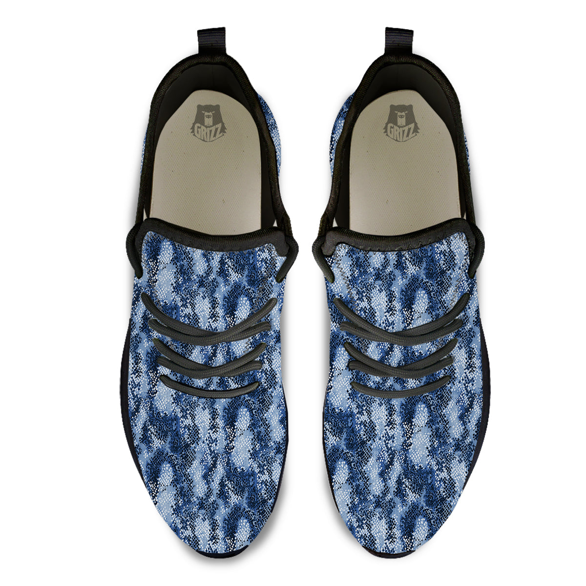 Snakeskin Watercolor Print Pattern Black Athletic Shoes-grizzshop