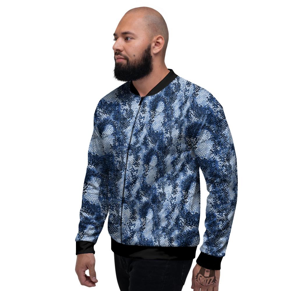 Snakeskin Watercolor Print Pattern Men's Bomber Jacket-grizzshop