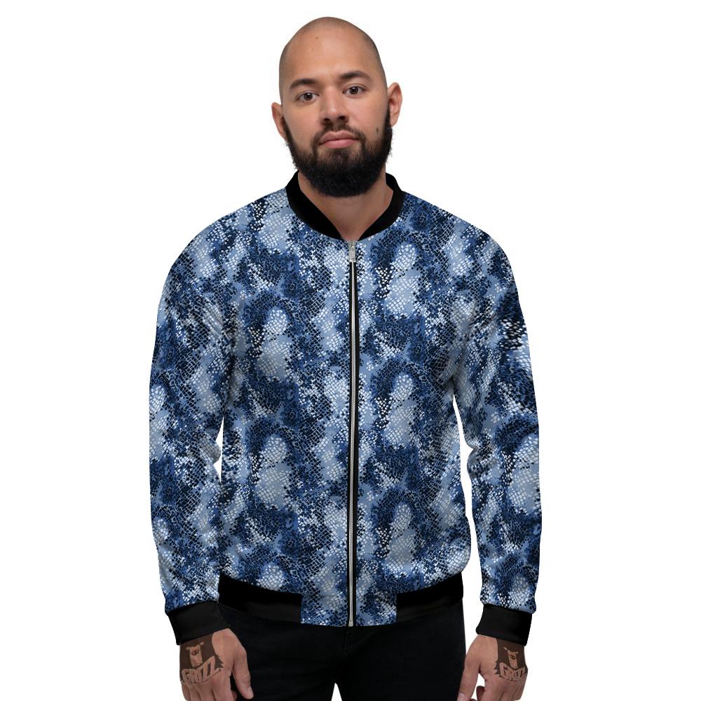 Snakeskin Watercolor Print Pattern Men's Bomber Jacket-grizzshop
