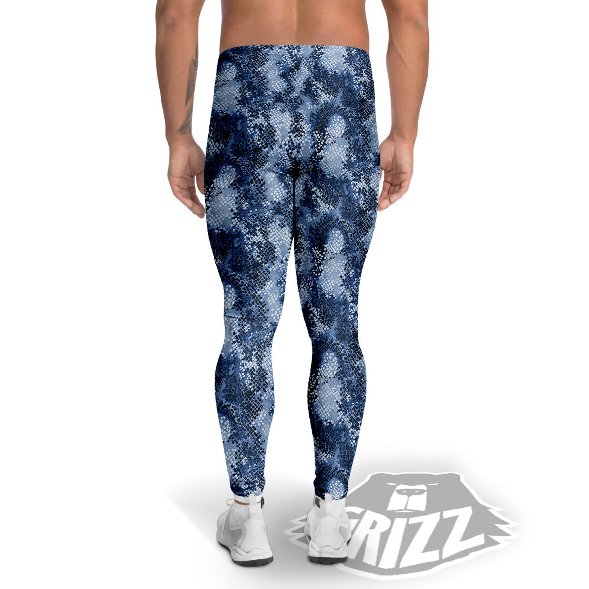 Snakeskin Watercolor Print Pattern Men's Leggings-grizzshop
