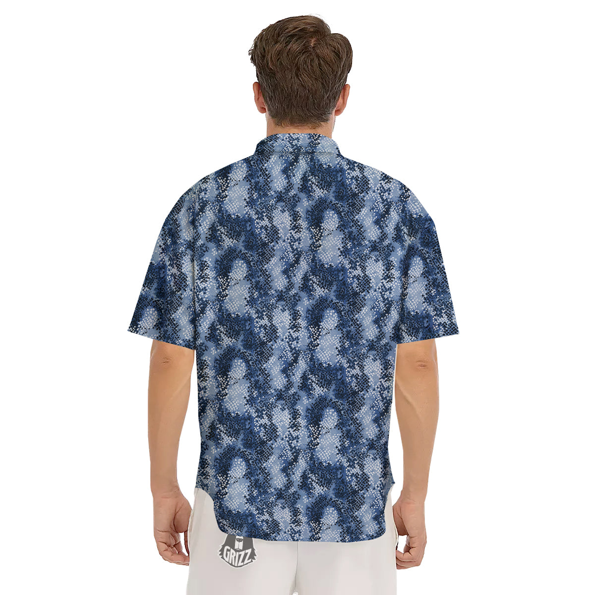 Snakeskin Watercolor Print Pattern Men's Short Sleeve Shirts-grizzshop