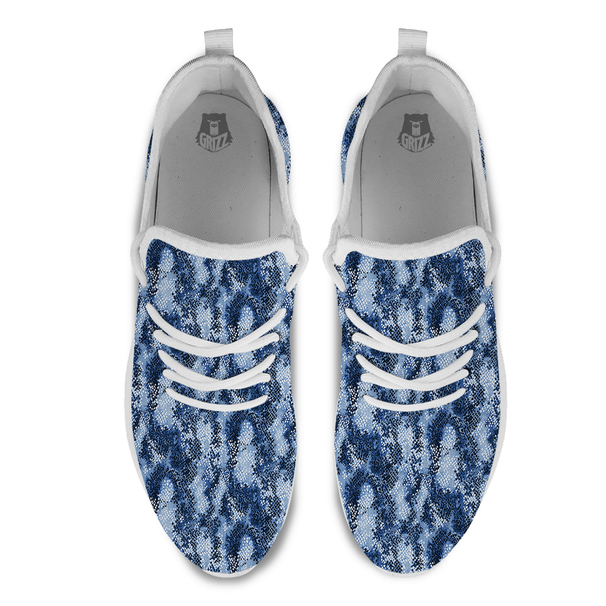 Snakeskin Watercolor Print Pattern White Athletic Shoes-grizzshop