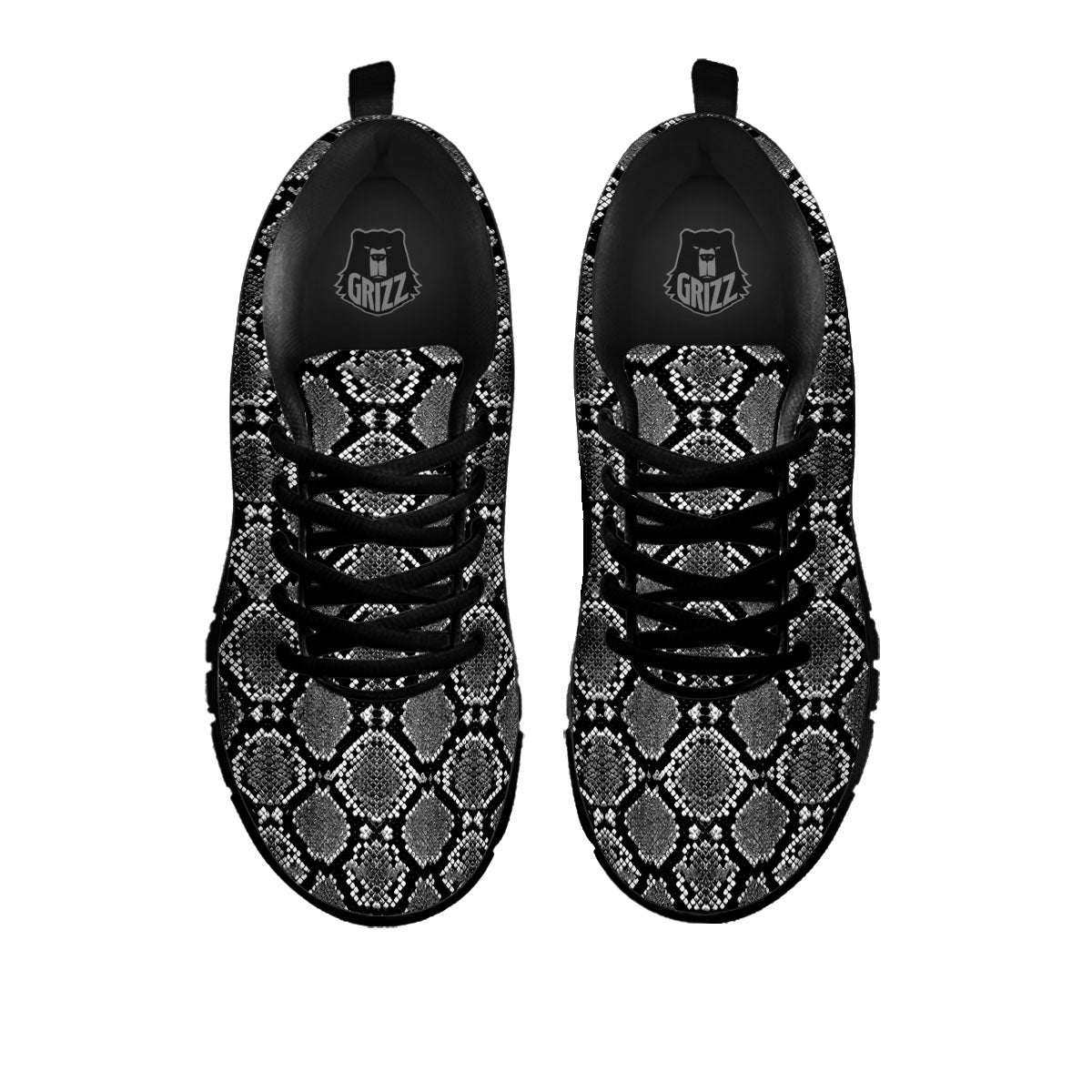 Snakeskin White And Black Print Black Sneaker-grizzshop