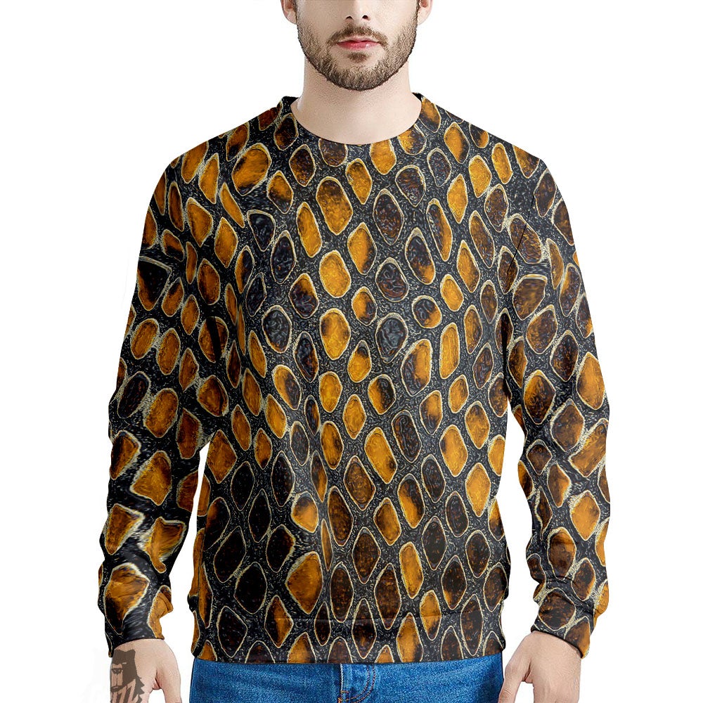 Snakeskin Yellow And Black Print Men's Sweatshirt-grizzshop