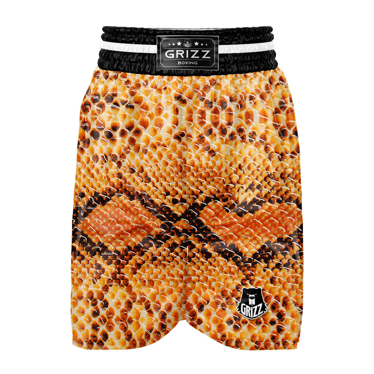 Snakeskin Yellow And Brown Print Boxing Shorts-grizzshop