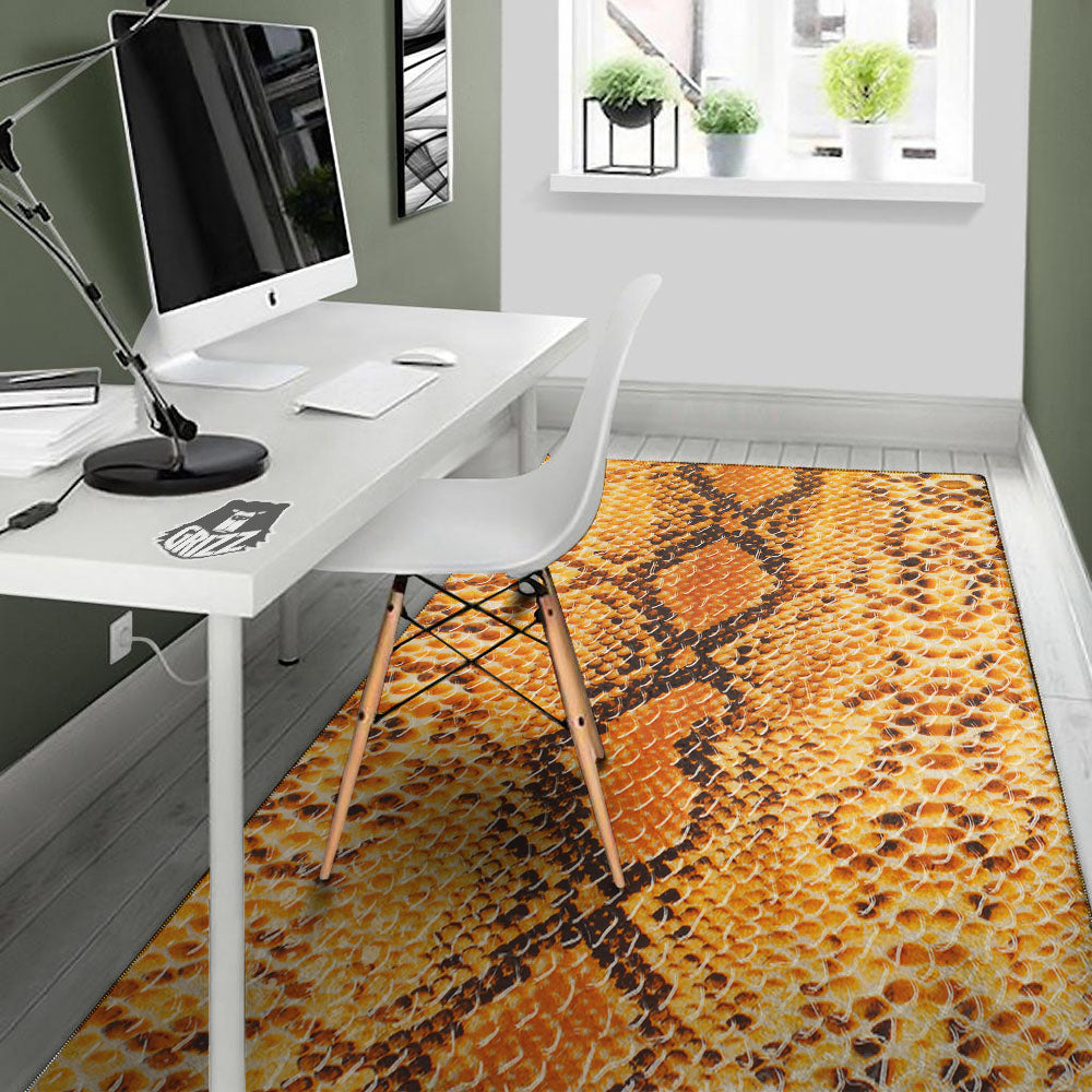 Snakeskin Yellow And Brown Print Floor Mat-grizzshop