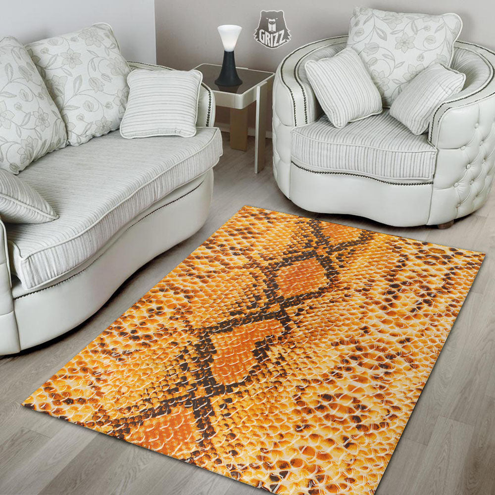 Snakeskin Yellow And Brown Print Floor Mat-grizzshop
