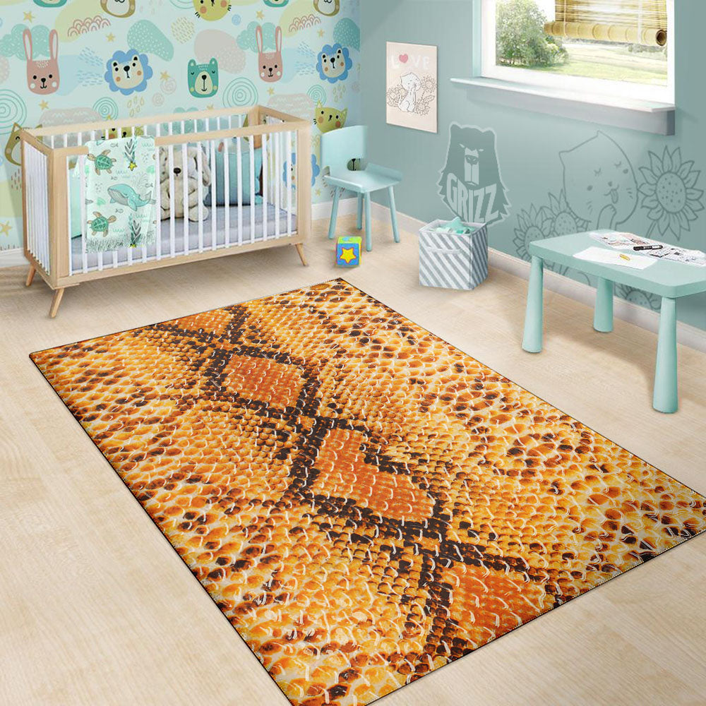 Snakeskin Yellow And Brown Print Floor Mat-grizzshop