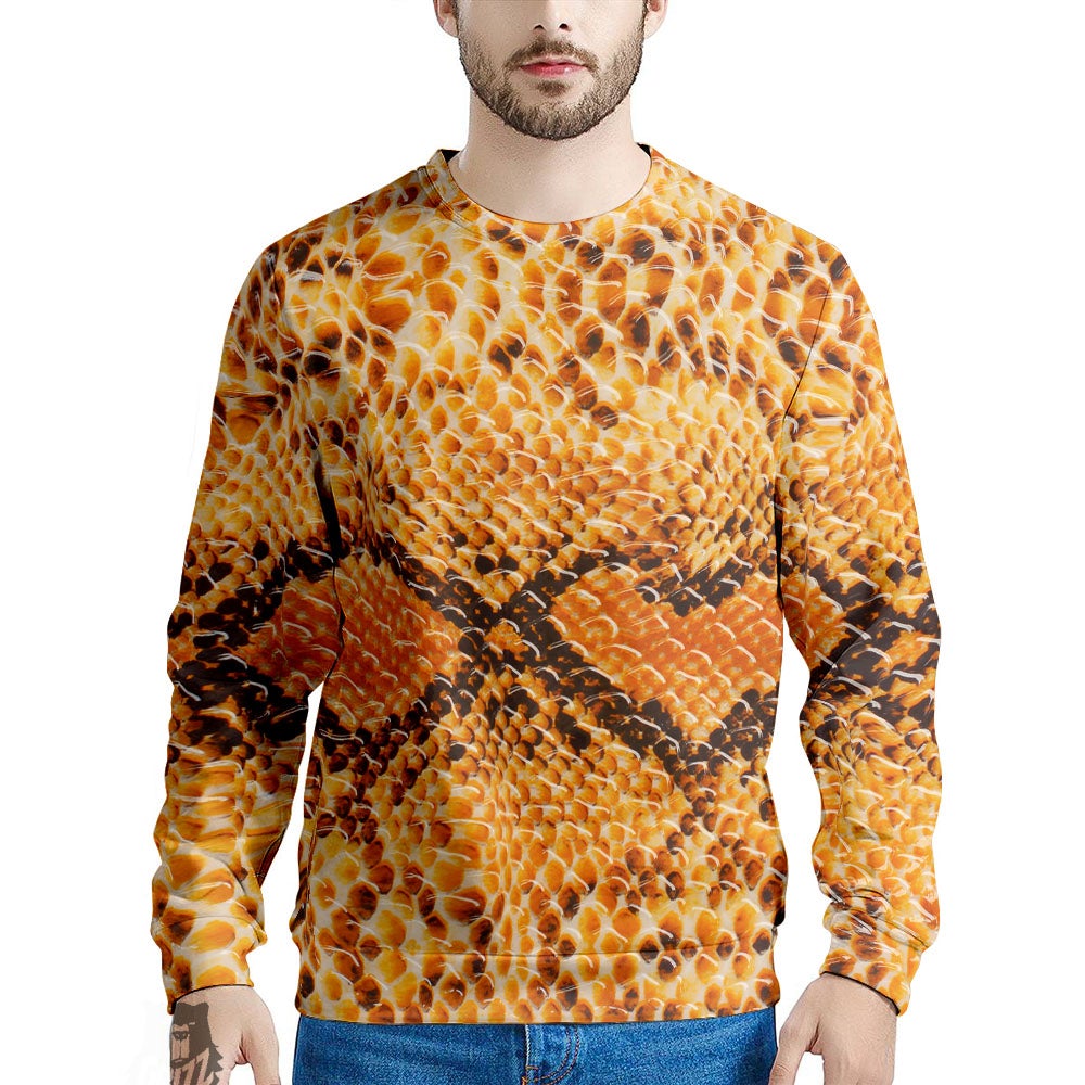 Snakeskin Yellow And Brown Print Men's Sweatshirt-grizzshop