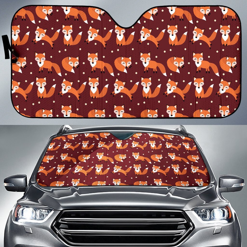 Snow Fox Pattern Print Car Sun Shade-grizzshop