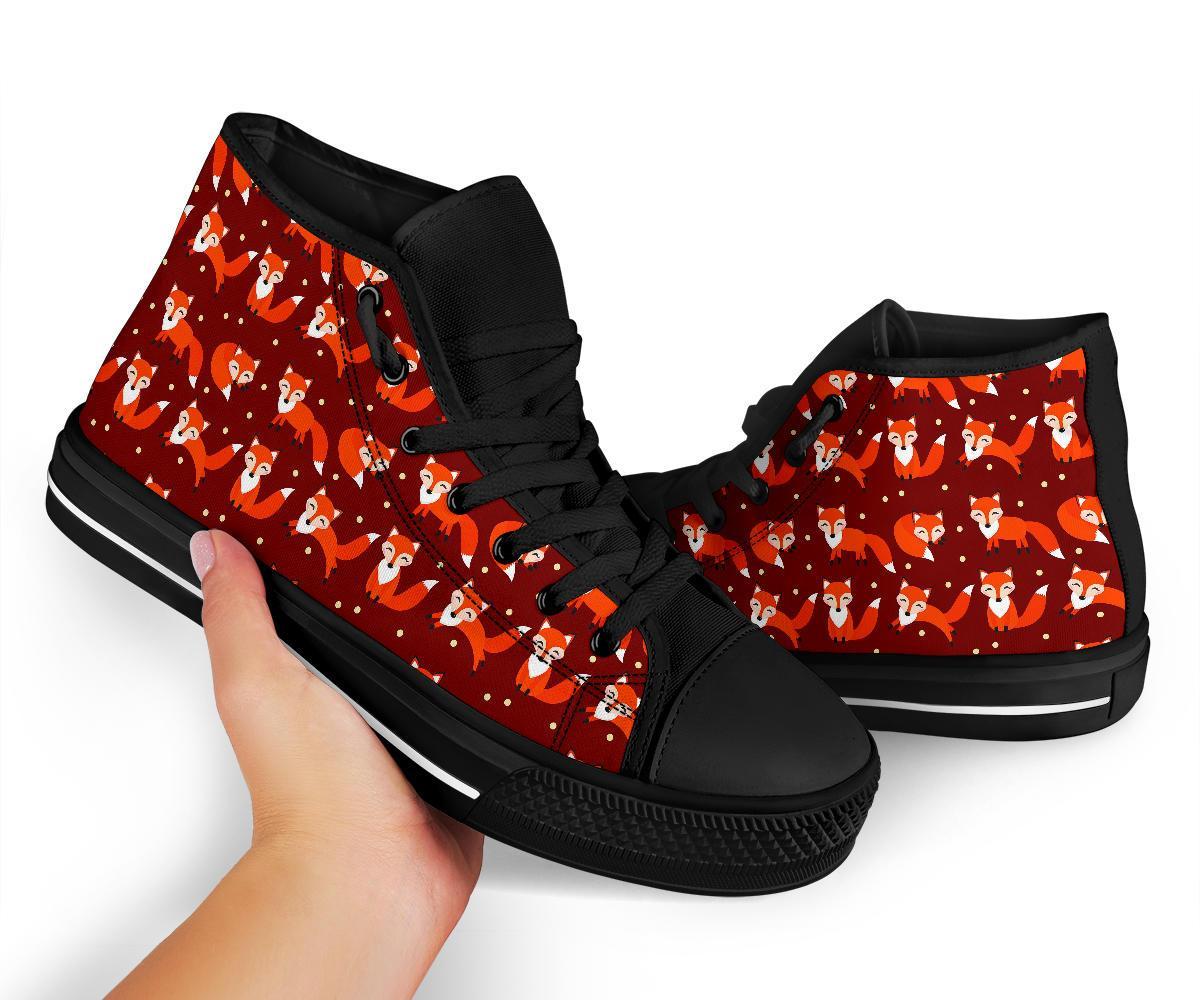 Snow Fox Pattern Print Men Women's High Top Shoes-grizzshop