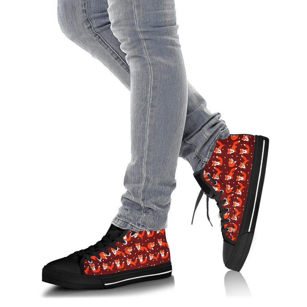 Snow Fox Pattern Print Men Women's High Top Shoes-grizzshop