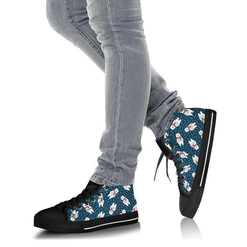 Snow Polar Bear Christmas Pattern Print Men Women's High Top Shoes-grizzshop