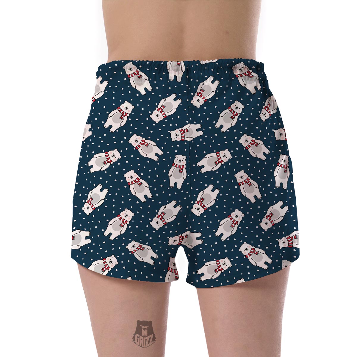Snow Polar Bear Christmas Pattern Print Women's Shorts-grizzshop