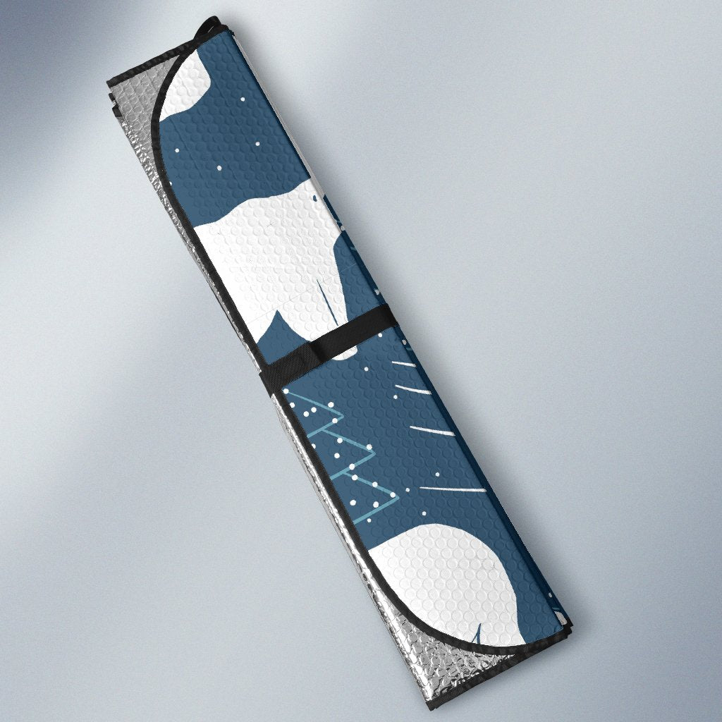 Snow Polar Bear Christmas Tree Pattern Print Car Sun Shade-grizzshop