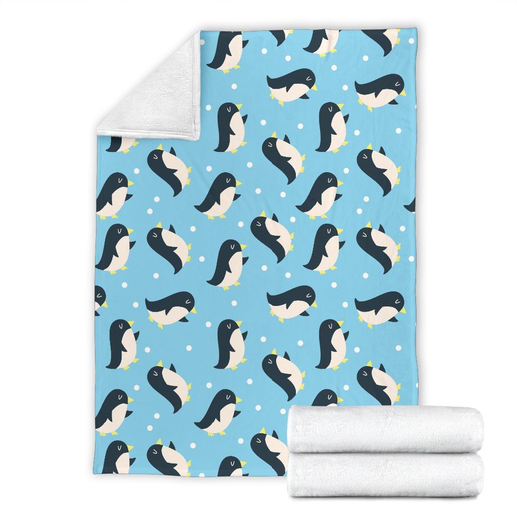 Snow Polka Dot Penguin Pattern Print Blanket-grizzshop