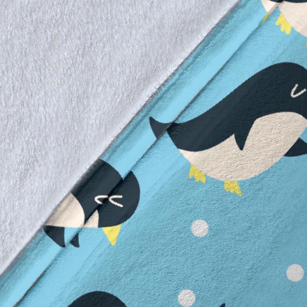 Snow Polka Dot Penguin Pattern Print Blanket-grizzshop
