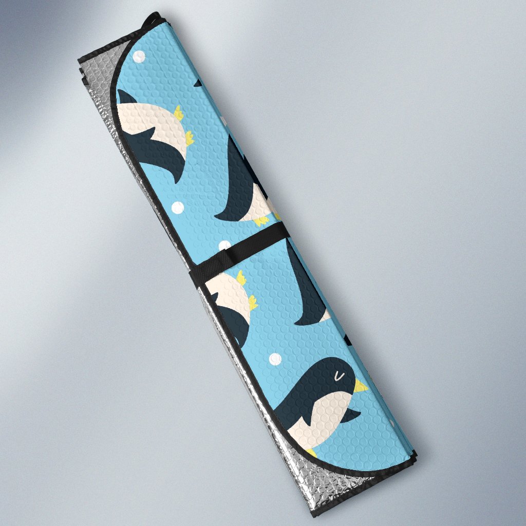 Snow Polka Dot Penguin Pattern Print Car Sun Shade-grizzshop