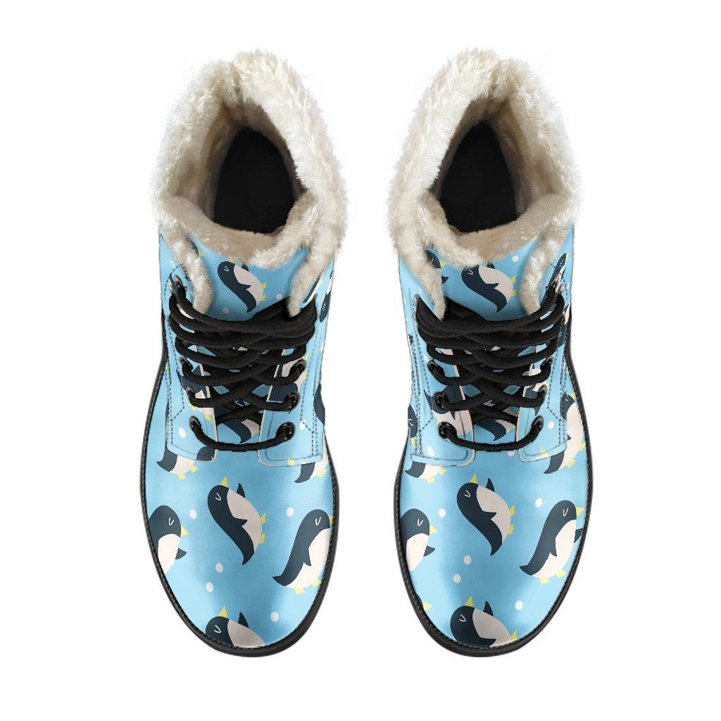 Snow Polka Dot Penguin Pattern Print Comfy Winter Boots-grizzshop