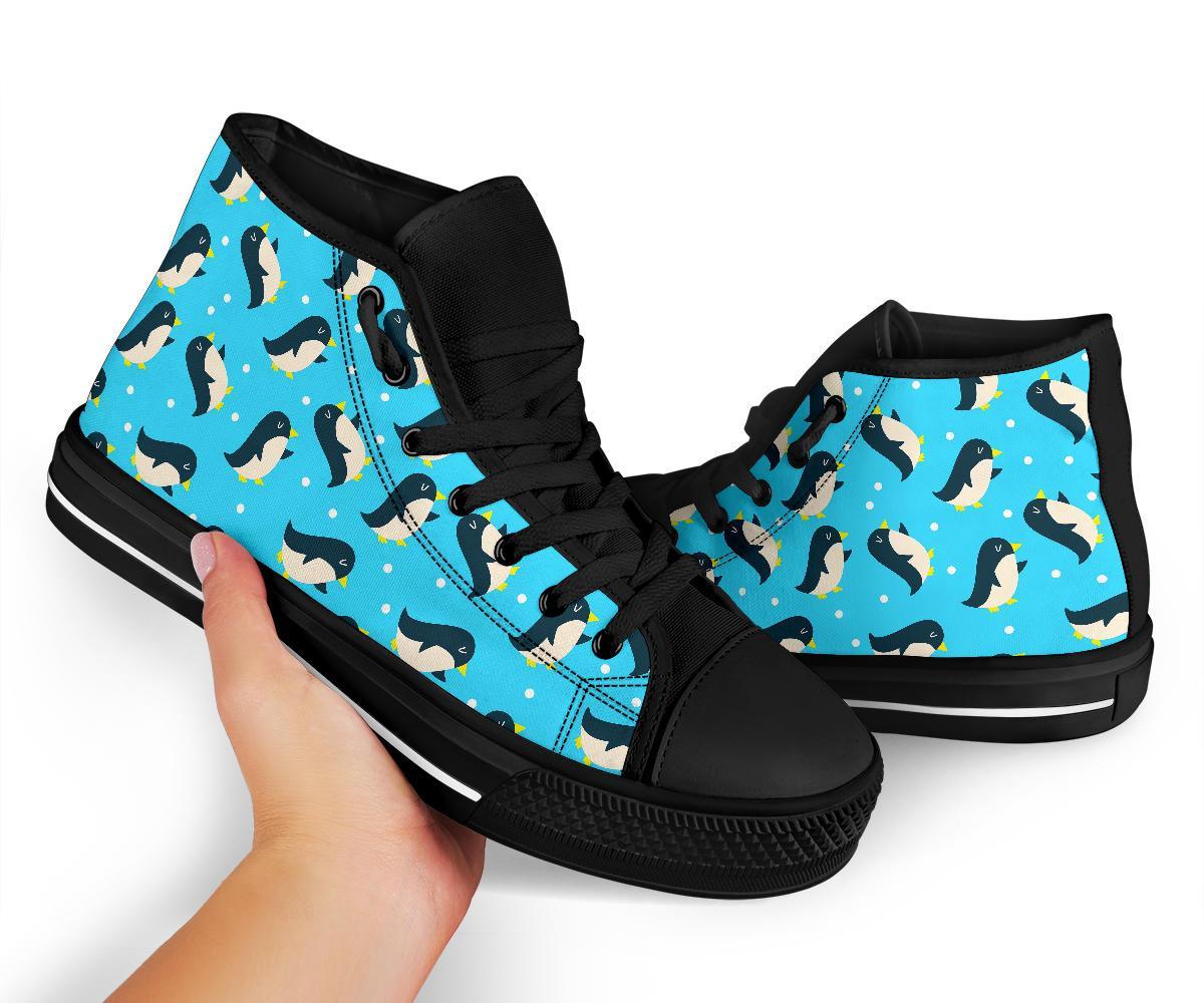 Snow Polka Dot Penguin Pattern Print Men Women's High Top Shoes-grizzshop