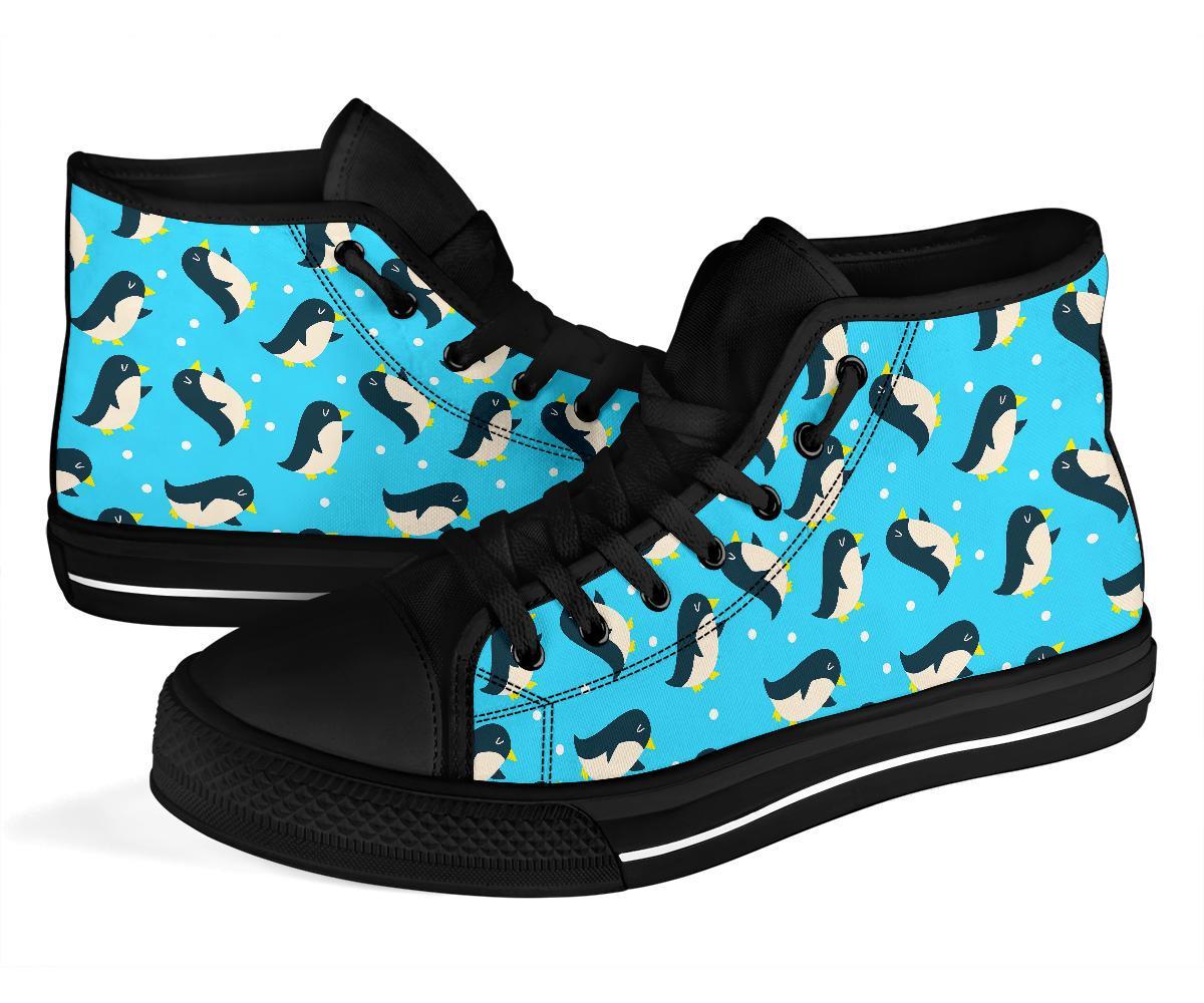 Snow Polka Dot Penguin Pattern Print Men Women's High Top Shoes-grizzshop