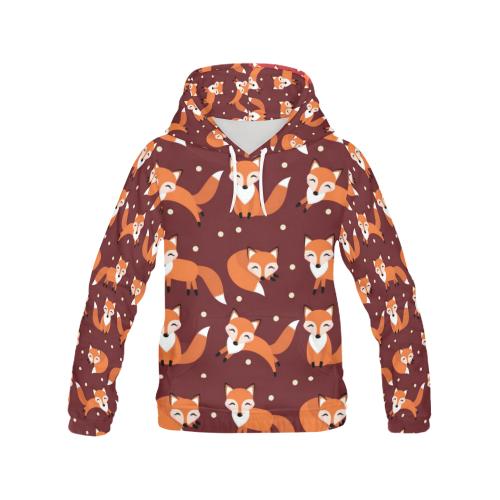 Snow Fox Pattern Print Women Pullover Hoodie-grizzshop