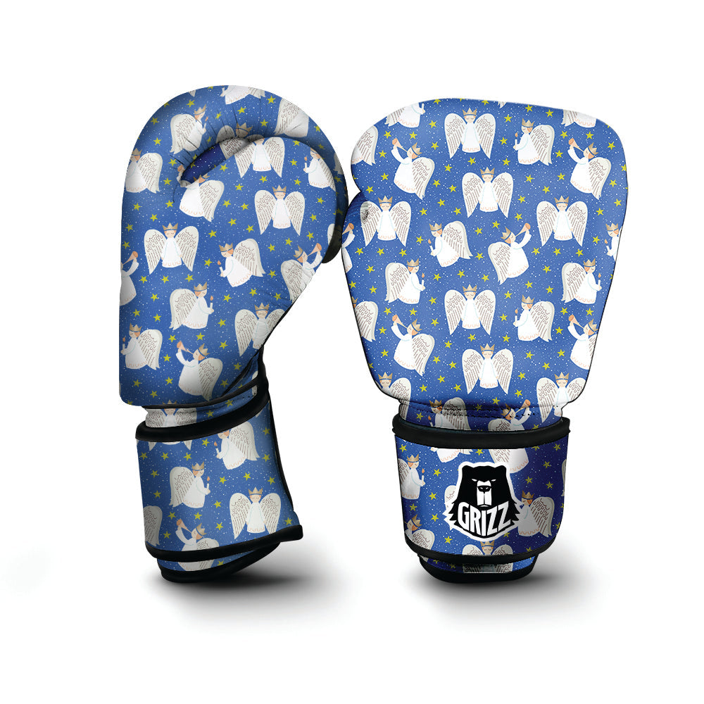 Snowflake And Angel Print Pattern Boxing Gloves-grizzshop