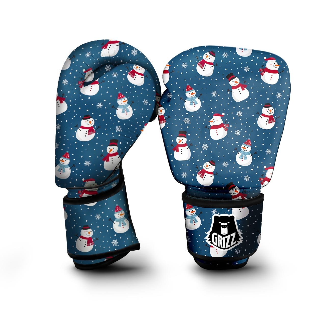 Snowflake And Snowman Print Pattern Boxing Gloves-grizzshop