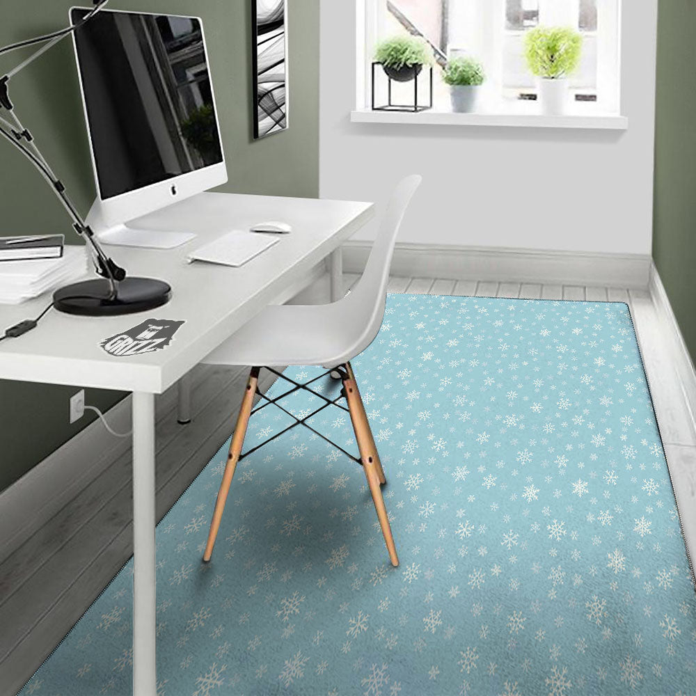 Snowflake Blue Print Pattern Floor Mat-grizzshop