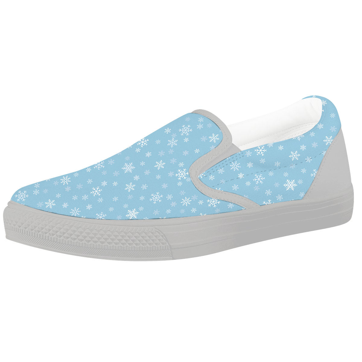 Snowflake Blue Print Pattern White Slip On Shoes-grizzshop